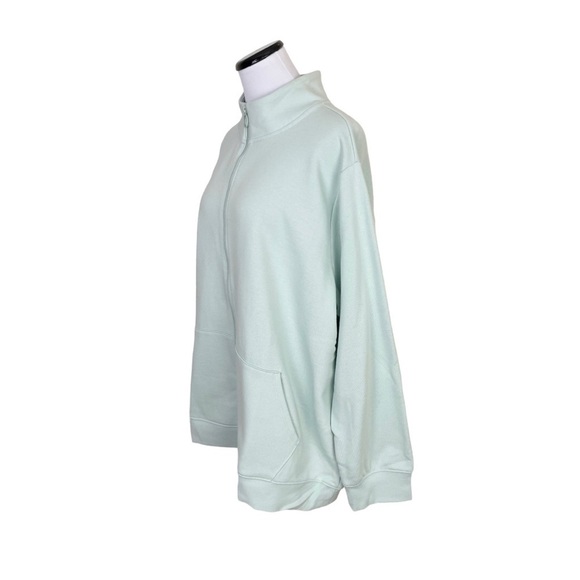 NWT Ava & Viv Full Zip Fleece Sweatshirt Mint 2X - Picture 2 of 7